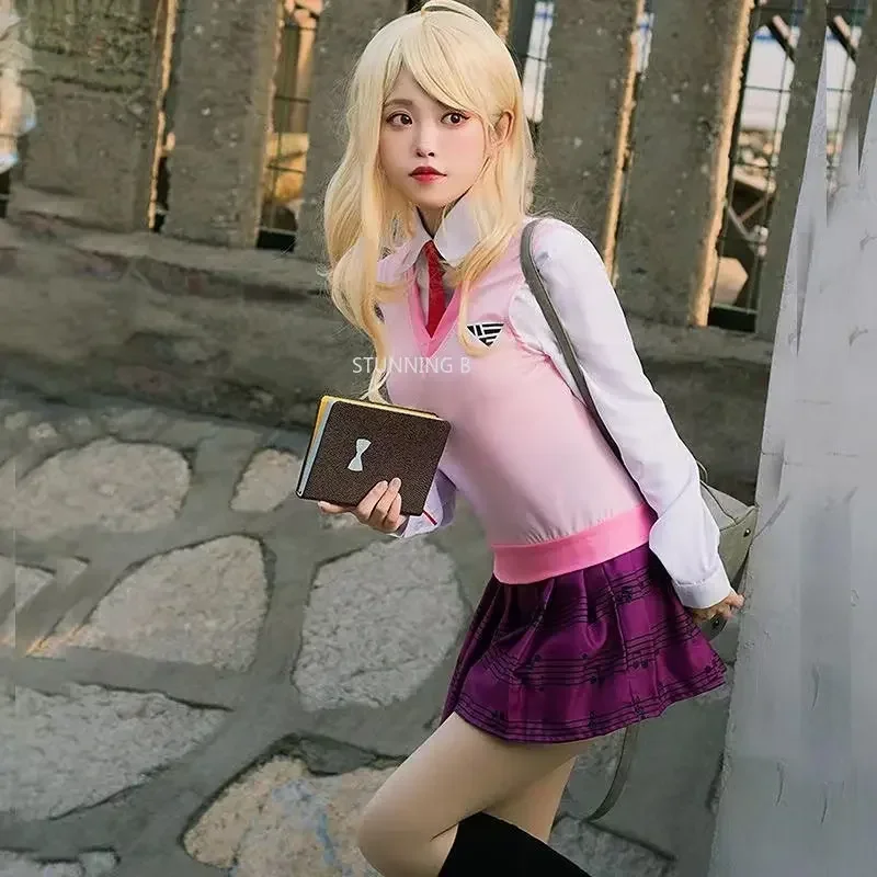 อะนิเมะ Danganronpa Kaede Akamatsu คอสเพลย์ฮาโลวีนเครื่องแต่งกายสําหรับสตรีบทบาทเล่นเสื้อผ้า JK Su MN12