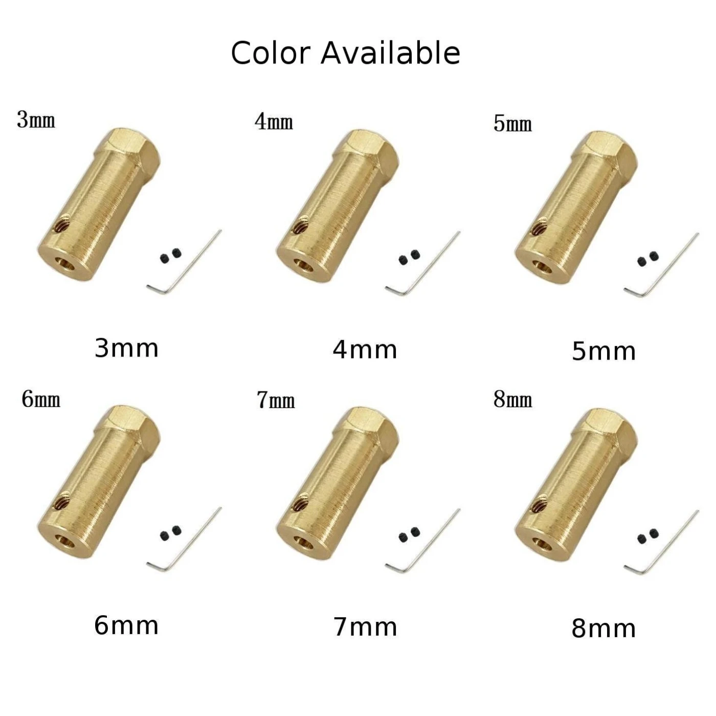 Extended Coupler Hexagonal Wheel Brass Plating Anti-rust Gold High Hardness Screw Spanner Reduction Motor Shaft