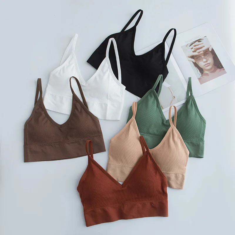 Damski seksowny biustonosz krótkie bluzki zakrętka tubki damski Streetwear bez rękawów jednolity biustonosz sportowy Crop Camis koszulka Top bez ramiączek Basic Tank