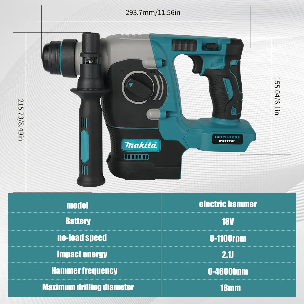 Makita DCH273 18V LXT Brushless RotaryHammer 2.1J 4Function SDS-Plus Safety Clutch For Concrete Masonry Drilling Hand tools Only