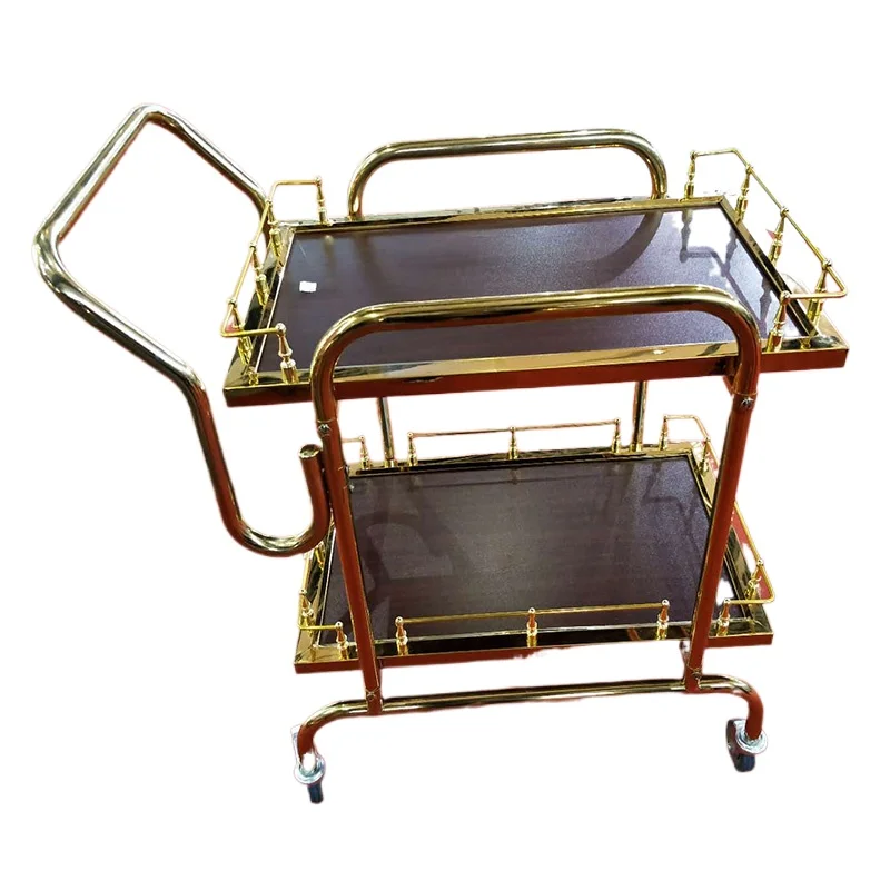 

*Stainless Steel Cart Double Portable Serving Rolling Storage Carrying Dining Trolley Espejo Janitorial Bar