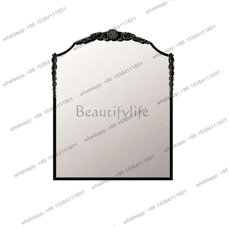 

French carved fireplace mirror retro mirror living room sofa background wall wall hanging mirror