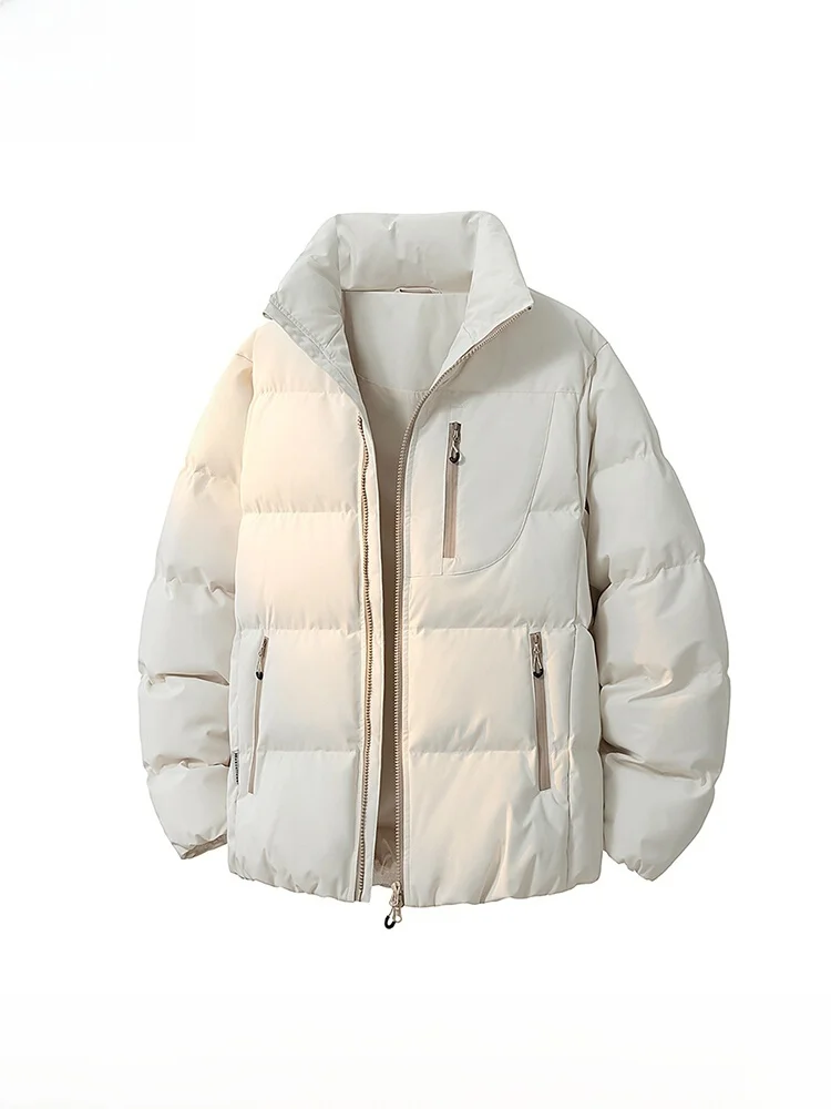 

Thiened Cotton Jaet Men's Winter Outdoor Coat Stand Collar Warm Bread Sle Clothing Travel Friendly Long Sve Zipper