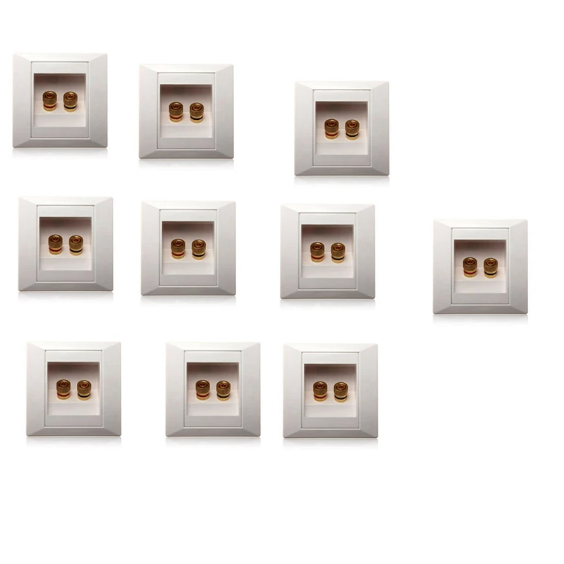 

10X Wall Socket Connection Port With 2 Jack Speaker White
