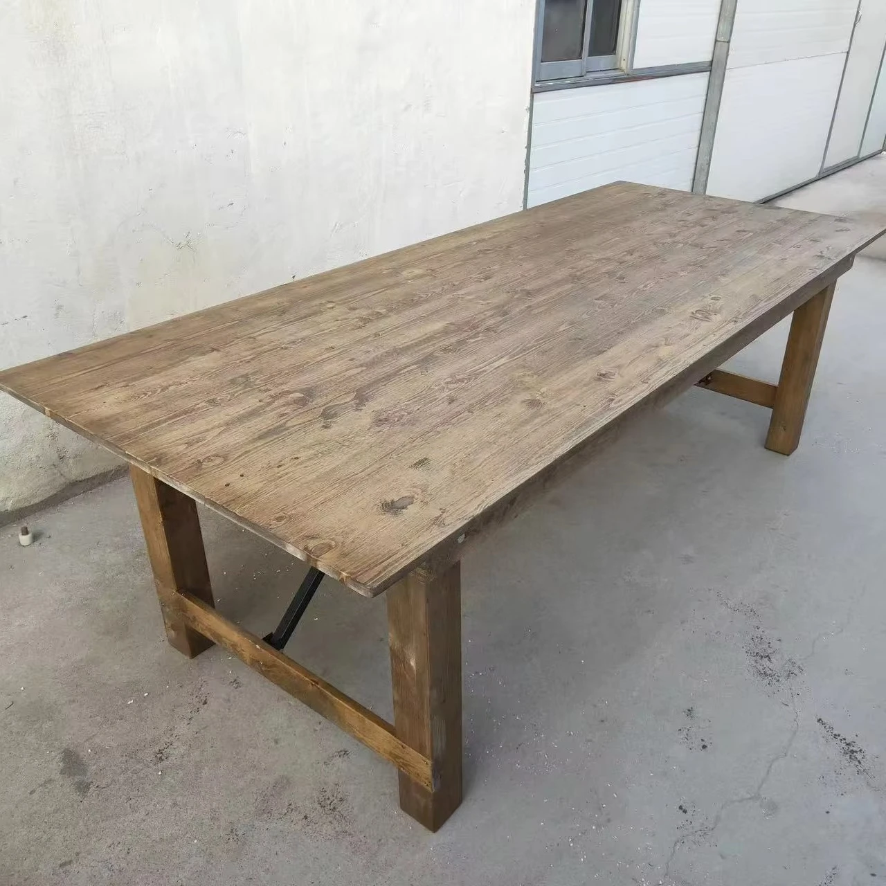 #Solid Wood Foldable Retro Commercial Harvest Farm Dining Table with Antique Appearance