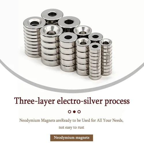 Imagen 2 del producto Imán de Neodimio Redondo Superfuerte, Potente con Orificios, Imanes N35 Pequeños, Imán Permanente de Neodimio NdFeB para Refrigerador, 10x3-3mm