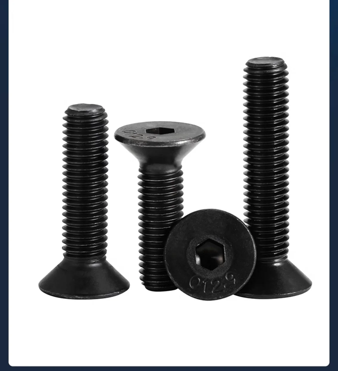20-50Pcs Grade 12.9 High-strength Countersunk Head Hexagon Socket Screw M4 Flat Head Black Hexagon Bolt Screw Wear Resistant