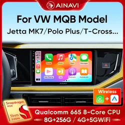 Ainavi-Autoradio Android Auto pour VW Volkswagen, MQB, POLO VI, Jetta MK7, T6, Bora, Carplay sans fil, lecteur de limitation, stéréo de voiture 4G