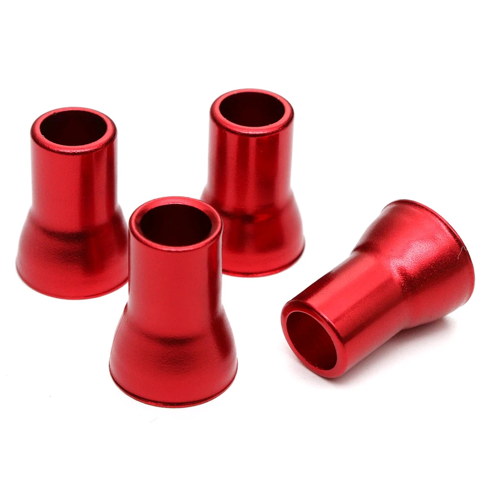 4 Sets Red Horn Aluminum Alloy Valve Stem Cap Car Wheel Tires Tyre Hex Caps Sleeve Valve Caps Universal Car Exterior Accessories