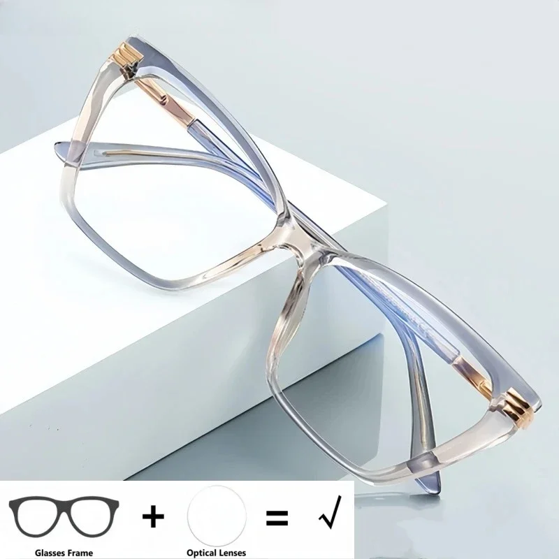 

OLLYMURS Fashion Women Cat Eye Optical Prescription Glasses Blue Light Blocking Reading Progressive Multifocal Formula Eyewear