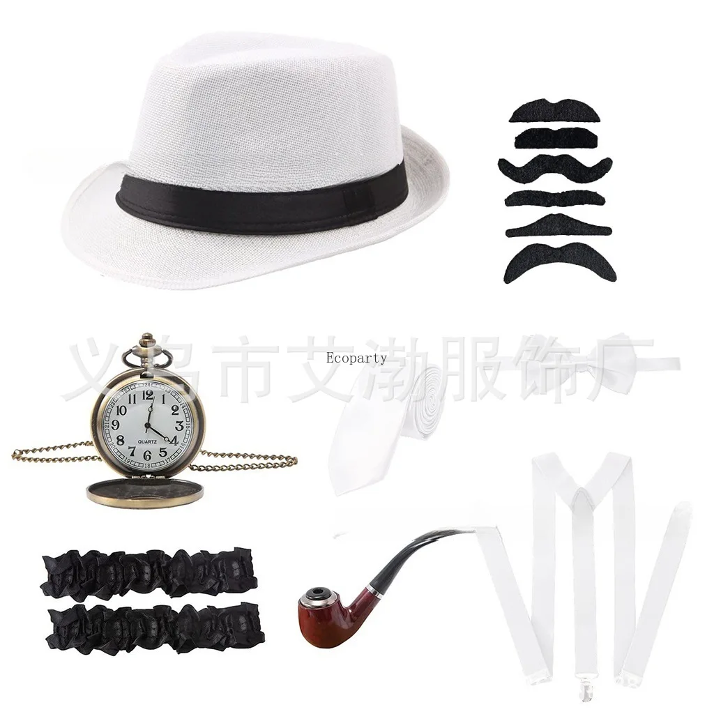 

1920S Mens Gatsby Gangster Costume Newsboy Jazz Dance Party Prom Cosplay Show Grandpa Accessories Set 1 Set Cowboy Caps Hat