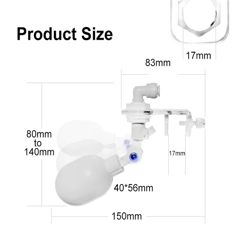 Auto Aquarium Water Changer Kit Power Free Fish Tank Float Ball Valve Type Auto Water Filler Water Level Controller 1/4 Inch