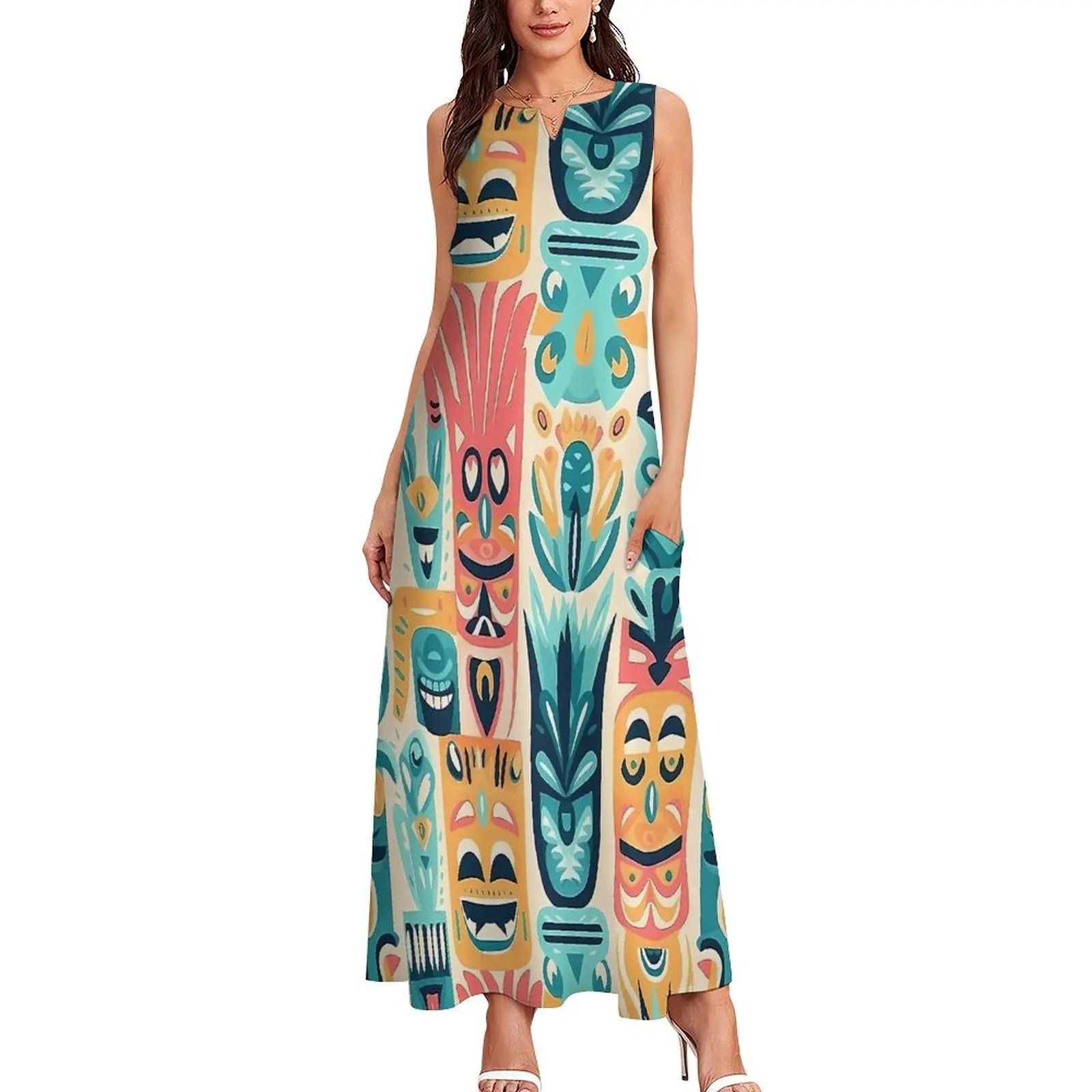 Hawaiiaanse jurk lente tropische Tiki bloemen en planten Street Wear Boho strand lange jurken vrouwelijke aangepaste moderne maxi-jurk