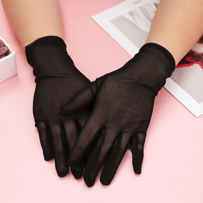 23 سنتيمتر 38 سنتيمتر 55 سنتيمتر الرجعية رقيقة المرأة الصيف مثير الدانتيل الشفاف محرك واقية من الشمس أسود طويل قصير قفازات غطاء ندوب مرونة TK40