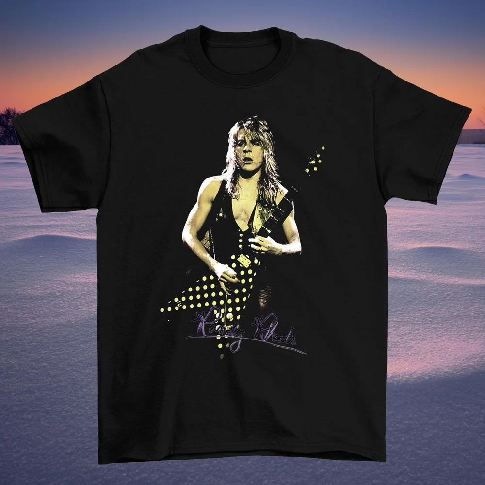 RANDY RHOADS Guitarist Vintage Signature Black Unisex S-4XL T-Shirt NE187