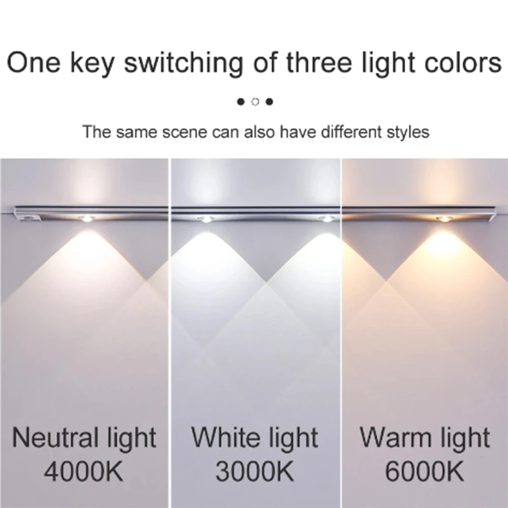 

LED Cabinet Night Light USB Rechargeable Dimmable Portable Light Bar Bedroom Closet Room Aisle Lamp Sensor Wireless Detector