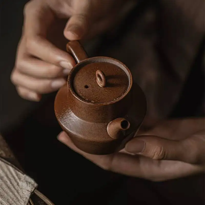 Wuyintang japanese Style Rustic Teapot For Home Use Coarse Pottery Brewing Pot Vintage Old Clay Handmade Kung Fu Tea Set