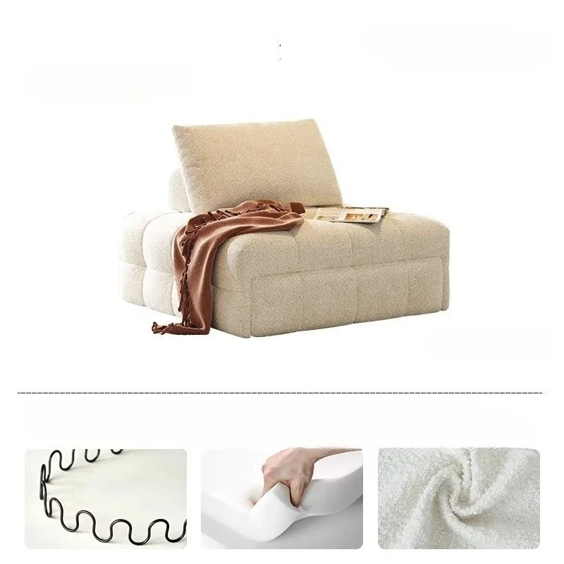 L Cream Style Sofa Bed, Cat Skin Sofa Expandable And Dual-use Small Apartment Single Foam Sofa