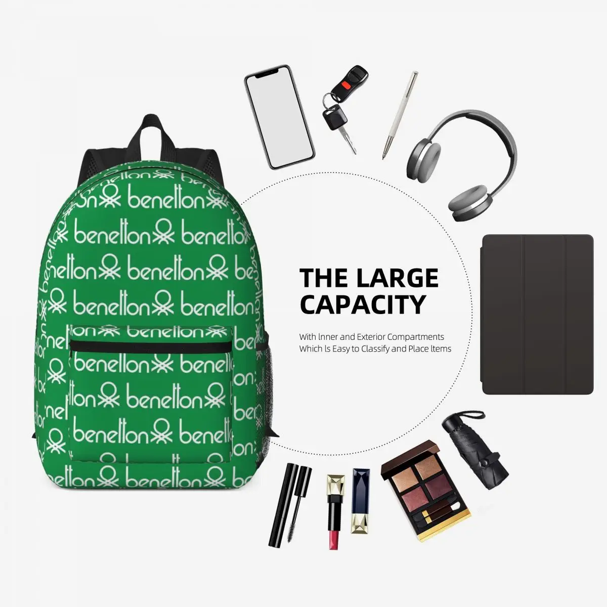 United Colors Of Benetton Backpack Daypack Large Capacity Kids BookBag School Bag Shoulder Bags for Men Women view 3