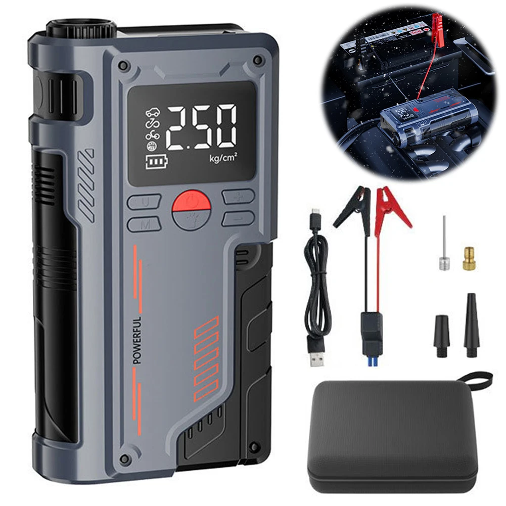 150PSI Car Wireless Air Pump Power Display Jump Starter Portable Car Inflator Pump 8000mAh Bicycle Air Compressor for Car Tires