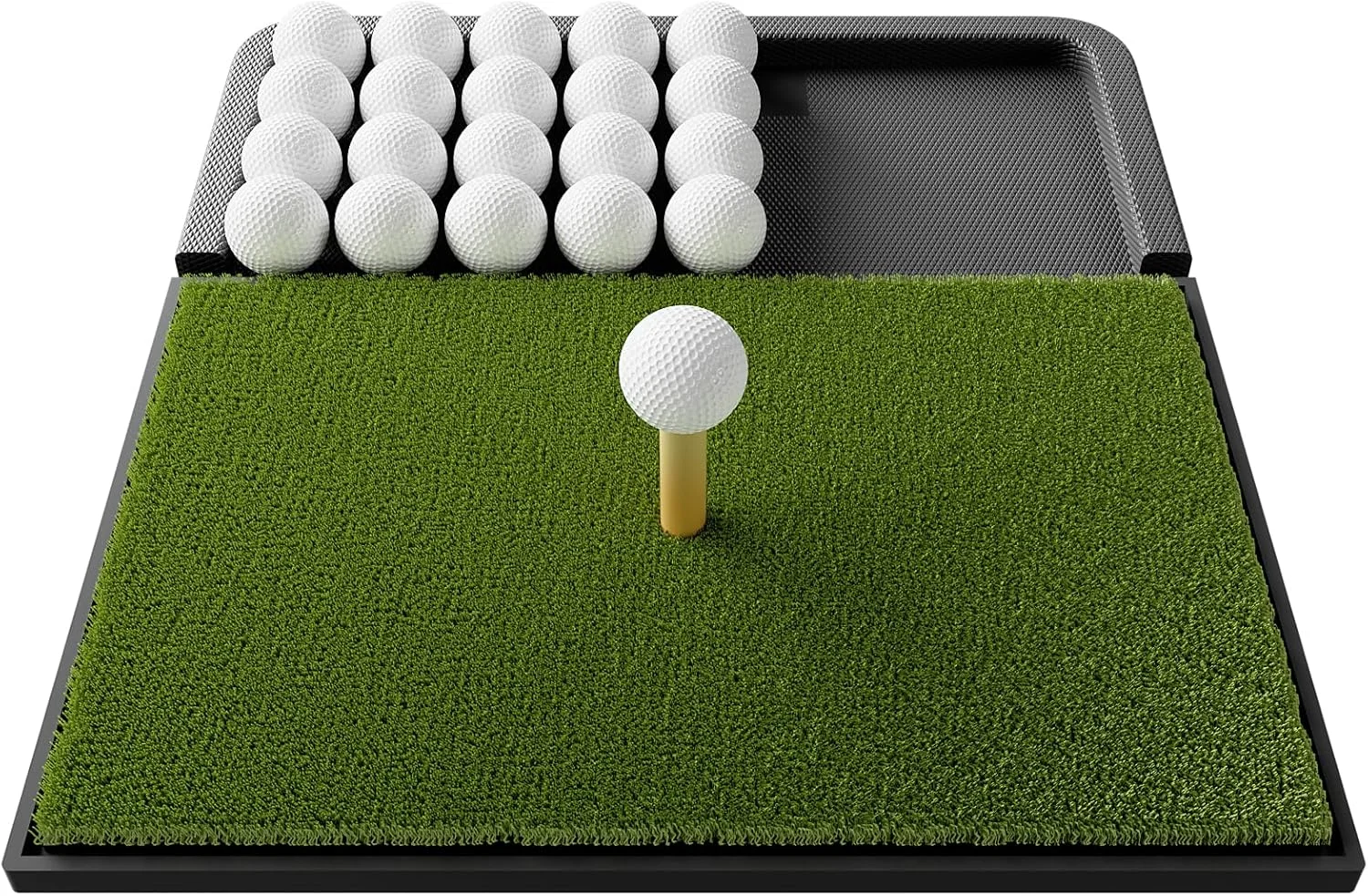 

Integrated Golf Mat with Ball Tray, Small Thickening Golf Mats Practice Outdoor & Indoor, Artificial Grass with Anti-Slip Rubber