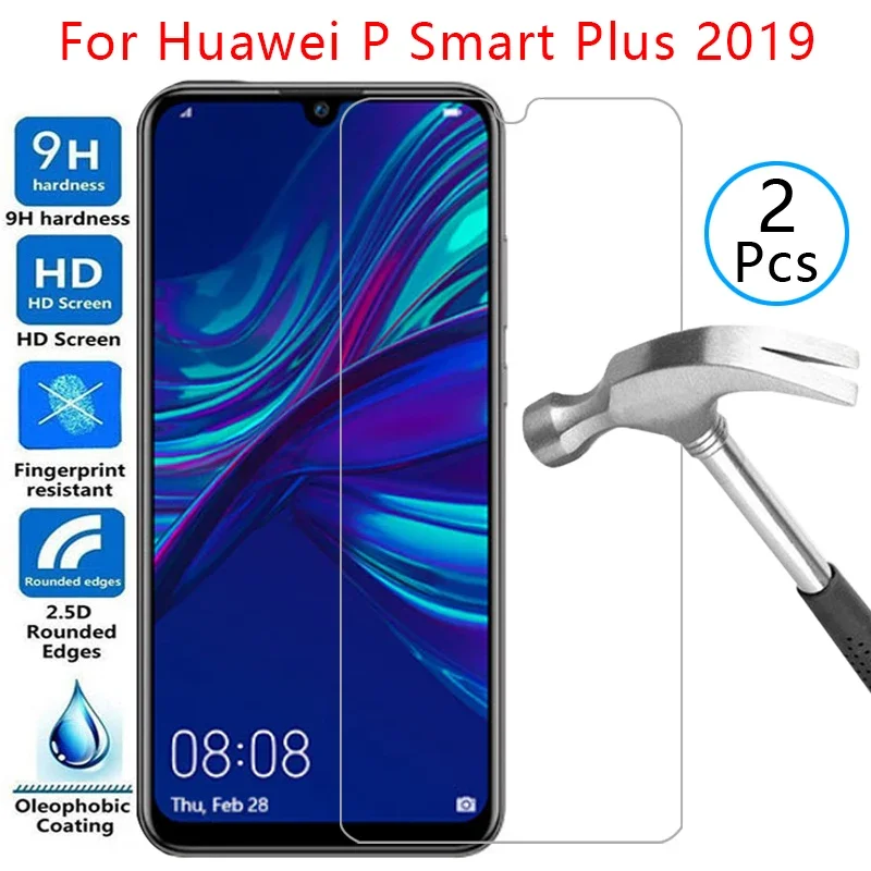 tempered glass screen protector for huawei p smart plus 2019 case cover on psmart smar smat samrt protective phone coque bag 360