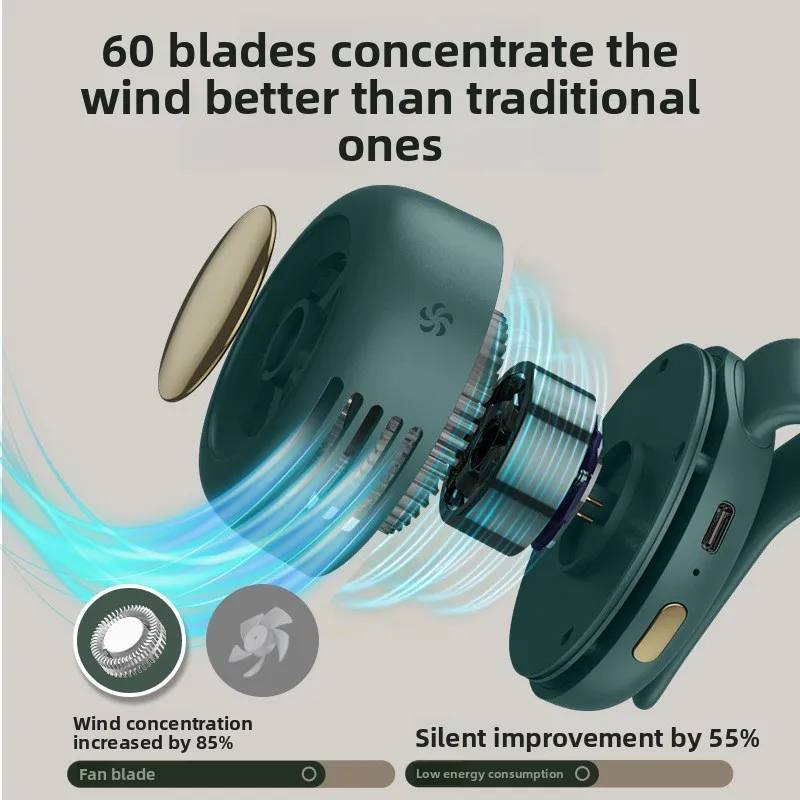 Portable Mini Fan USB Rechargeable Clip on Fan Bladeless Handheld Waist Clip Small Personal Cooling Fan for Travel