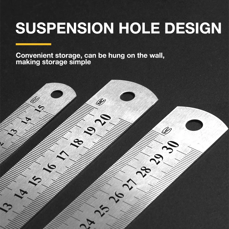 1Pcs 15cm/20cm/30cm/50cm Double Side Scale Stainless Steel Straight Ruler Measuring Tool Stainless Steel Rule 0.5mm/0.7mm