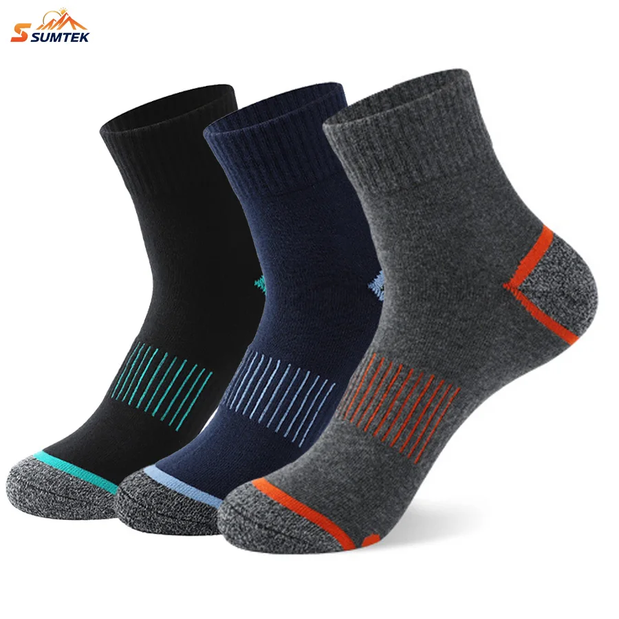 

3 pairs Ankle Socks - Striped Knitted Polyester,Cushioned Quarter Socks for Running, Moisture-Wicking Fitness Socks.