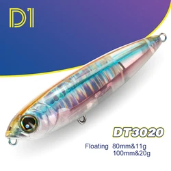 D1 Topwater 3DR Lápis Fishing Lure, reflexivo isca flutuante, caminhar a isca de superfície do cão, Seabass Fishing Tackle, 80mm, 100mm