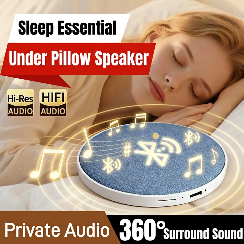 2026 New Wireless Pillow Speaker for Sleep Aid  Surround Sound Bluetooth 5.4 for HiFi Stereo Sound Private Audio No Disturb