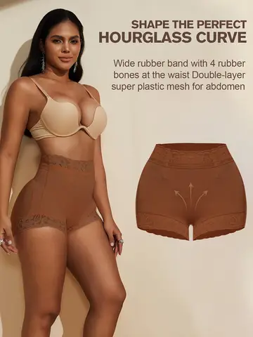 Faja FeelinGirl  Lace Trim Sculpting Panties, Comfy & Breathable Butt Lifting Panties, Women's Lingerie & Underwea