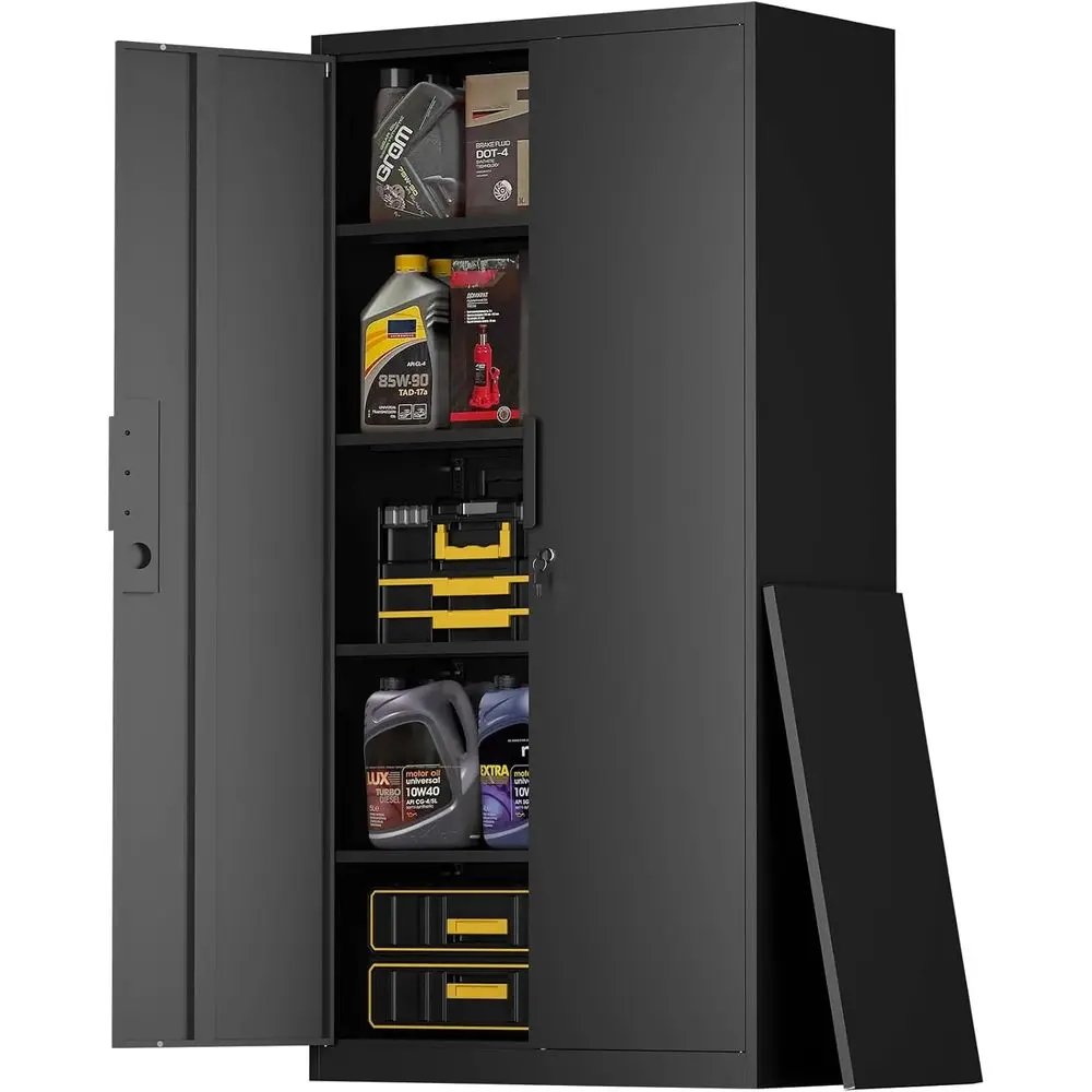 72''H Garage Storage Cabinet with Lock, 18'' Deep Metal Storage Cabiwith Doand 4 Adjustable Shelves, Steel Locking Cabinet, Tool
