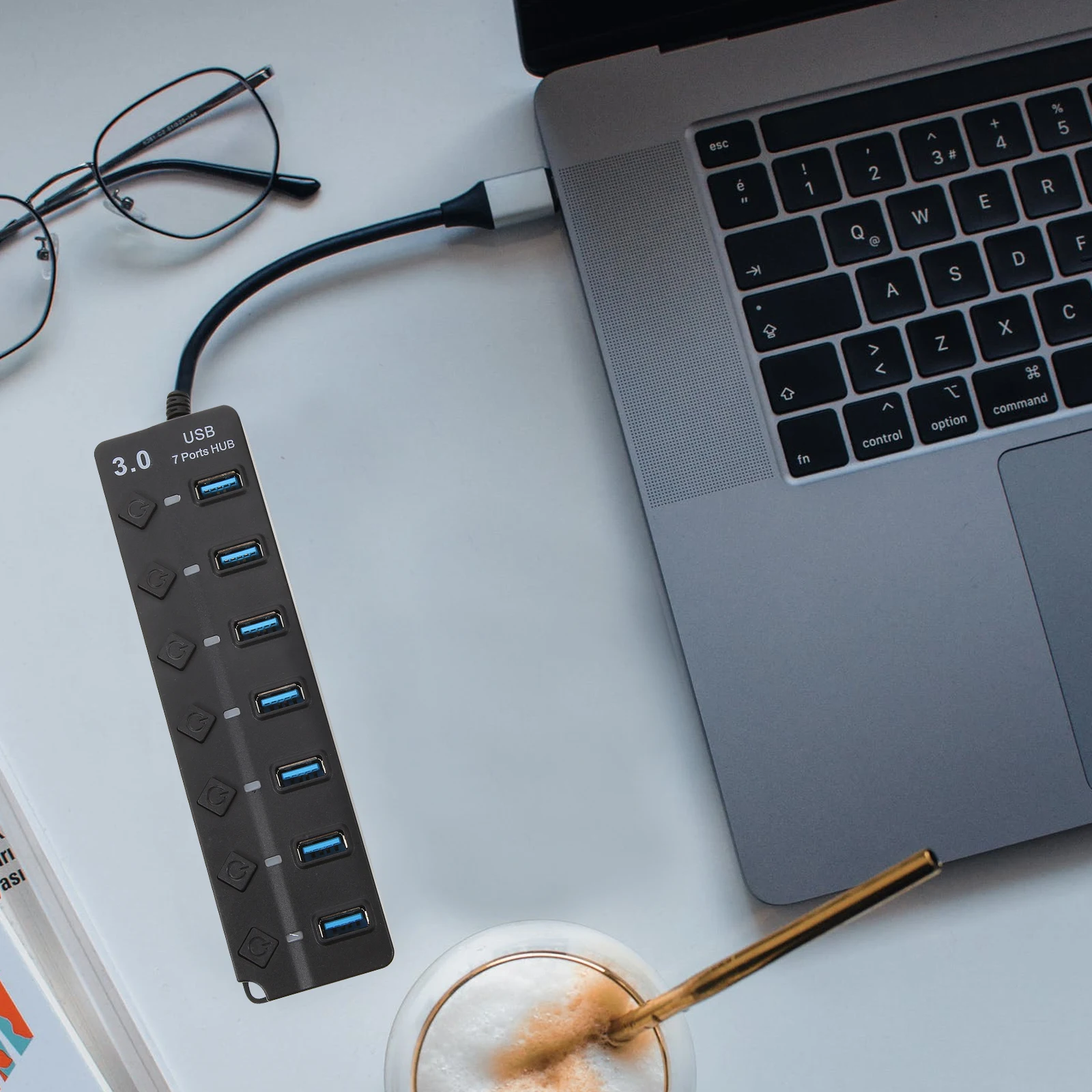 

USB3.0 Hub Adapter 7 in 1 Ports for Laptop Expansion Dock Multifunction Portable Data Transfer Splitter USB Hub