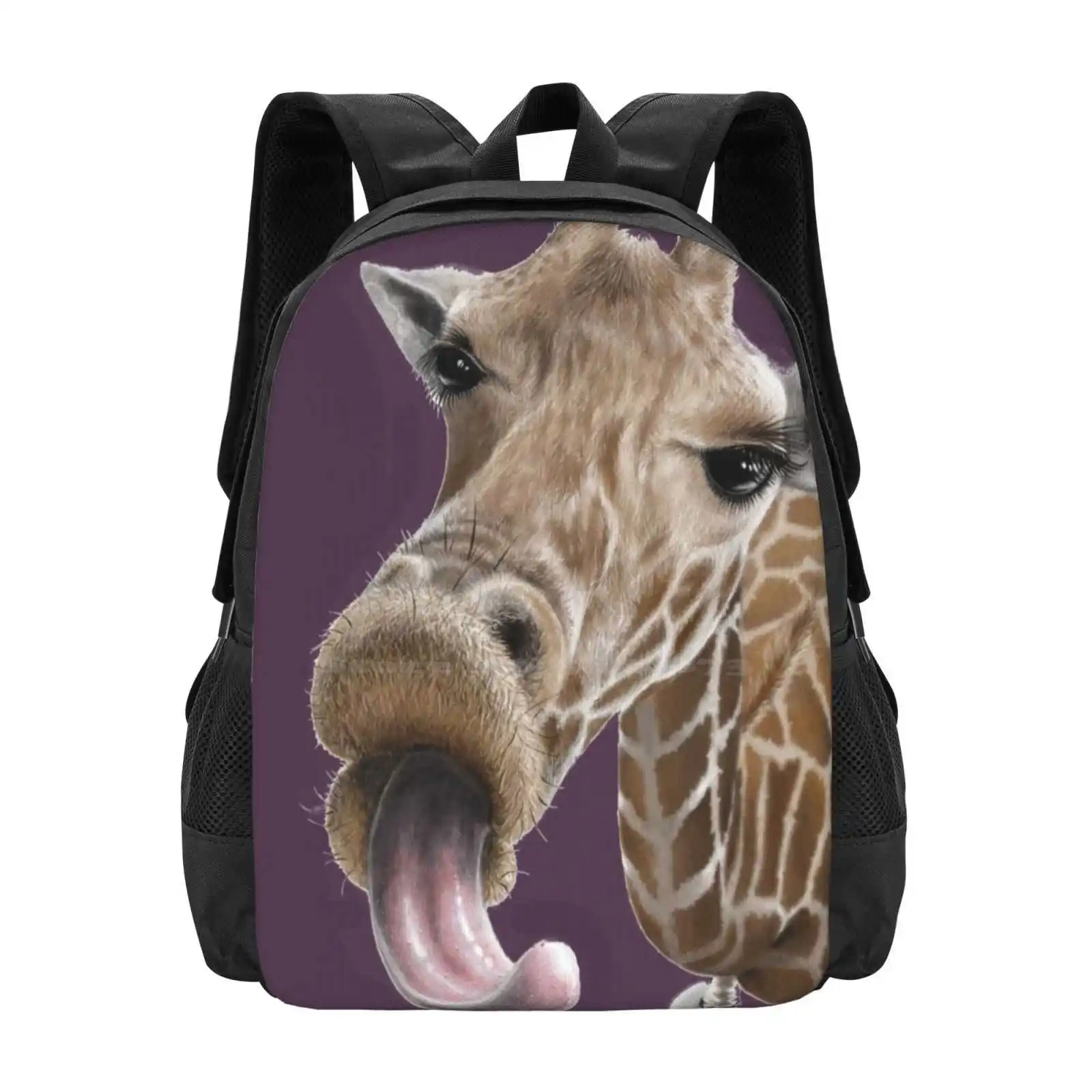 Give Me A Kiss Hot Sale Backpack Fashion Bags Giraffe Animal Zoo Ongulidé Mammal Nature Retention Language Bis Beak Kiss Horn