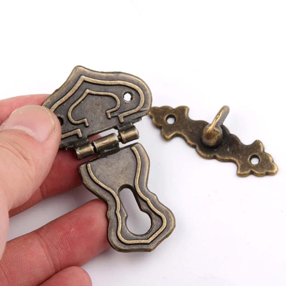 5Sets Retro Zinc Alloy Cabinet Lock Hasp for Jewelry Box Wood Box Buckle Latch Furniture Accessories Cabinet Latch