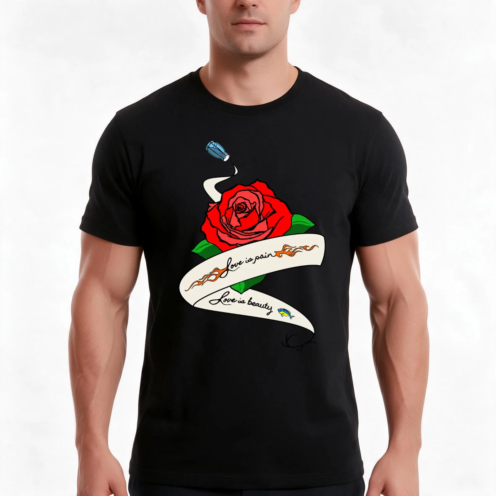 Love is Pain (Alex and Piper Tattoo Tribute) T-Shirt, Summer Casual Cotton Tee, Oversized Streetwear Tops, Vintage Graphic Print