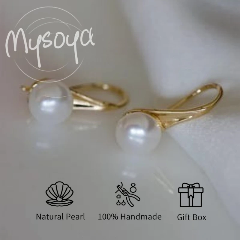 

MYSOYA White/Pink/Purple Freshwater Pearl High-Heeled Shoe Earrings 6-7mm With Gift Box For Her/Him Birthday/Wedding Gift