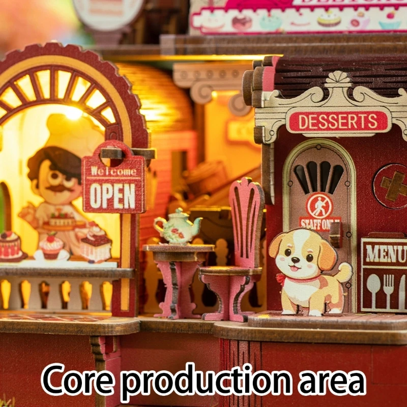 Interactives Scandinavian Bakery With Rotating Windmill And LED Lights For Model Collectors 15UB