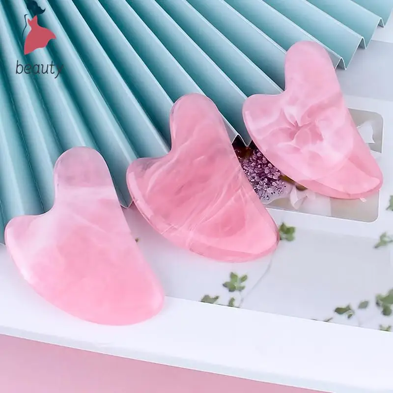 Natural Resin Gua Sha Massage Board Rose Quartz Guasha Plate Face Massager Scrapers Tools For Face Neck Back Body