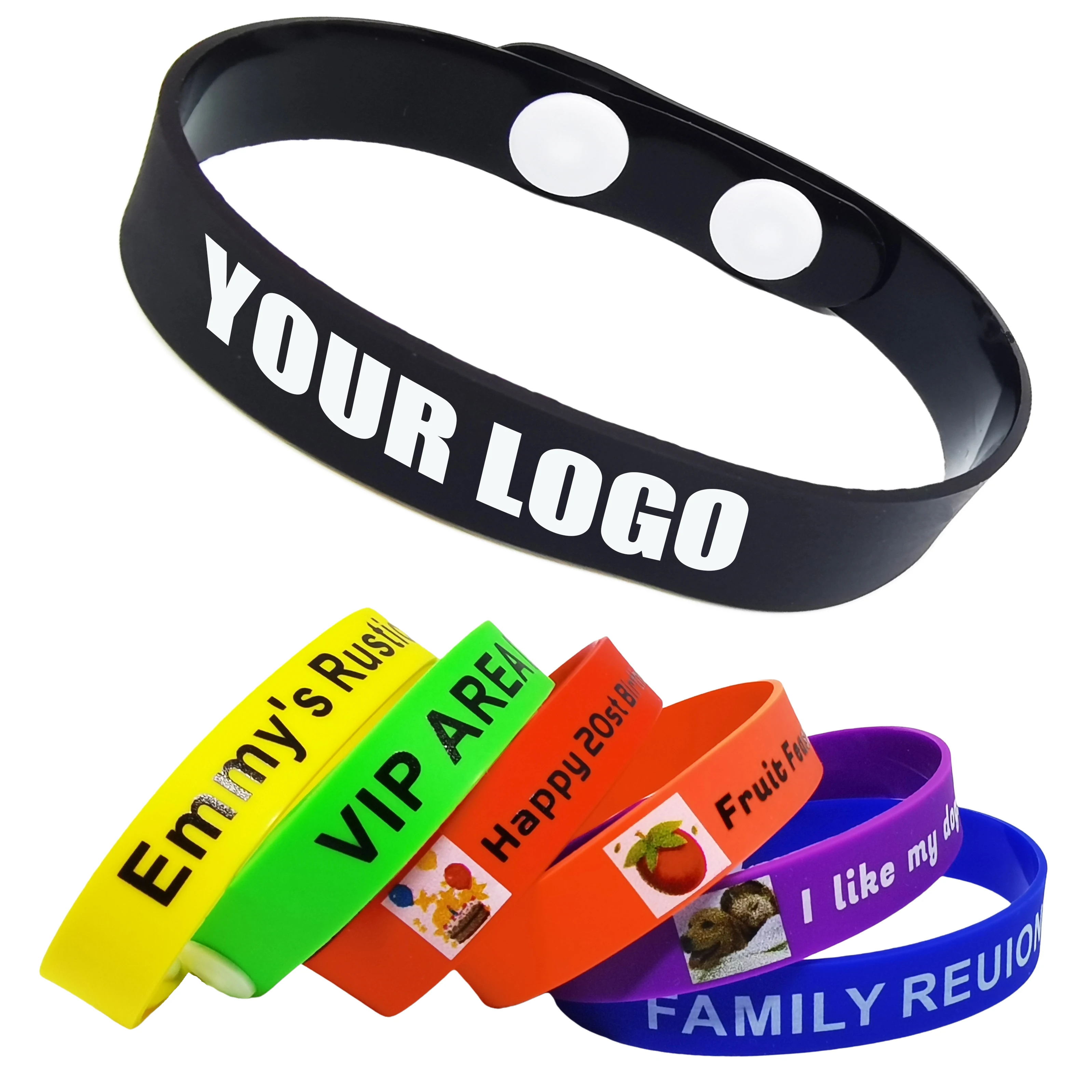 Adjustable Custom Bracelets 2/10/20/50Ct Personalized Rubber Wristband for Motivation, Party Favors, Birthday，Event DIY