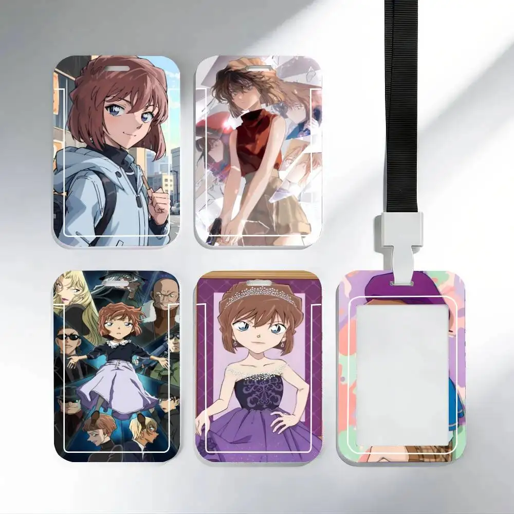 Porta Tarjetas de Identificación con Correa para el Cuello de Anime Detective Conan Haibara Ai, Colgante, Porta Credenciales, Lanyard, Llavero, Porta Tarjetas de Trabajo