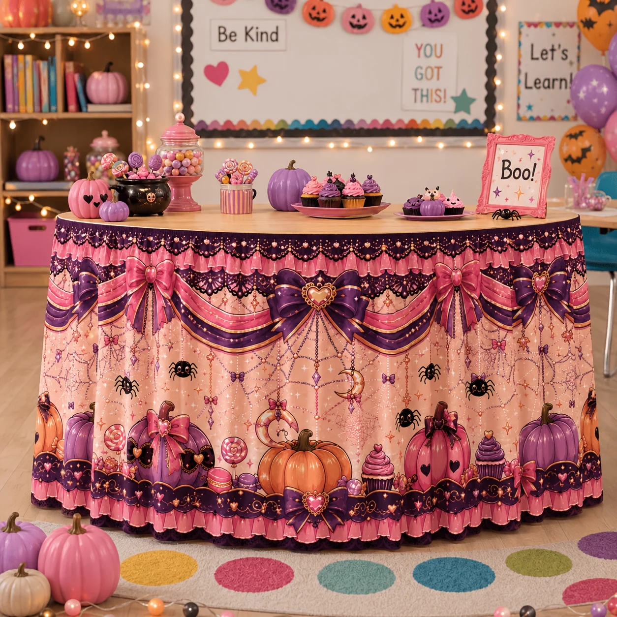 Halloween table skirt  Suitable for party decoration, table setting, event celebration, wedding banquet hospitalityxzj