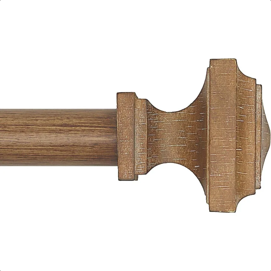

Wood Curtain Rods for Windows 32 to 88 Inch 1 Inch Diameter Wood Decorative Treatment Single Window Curtain Rods Square Imitati