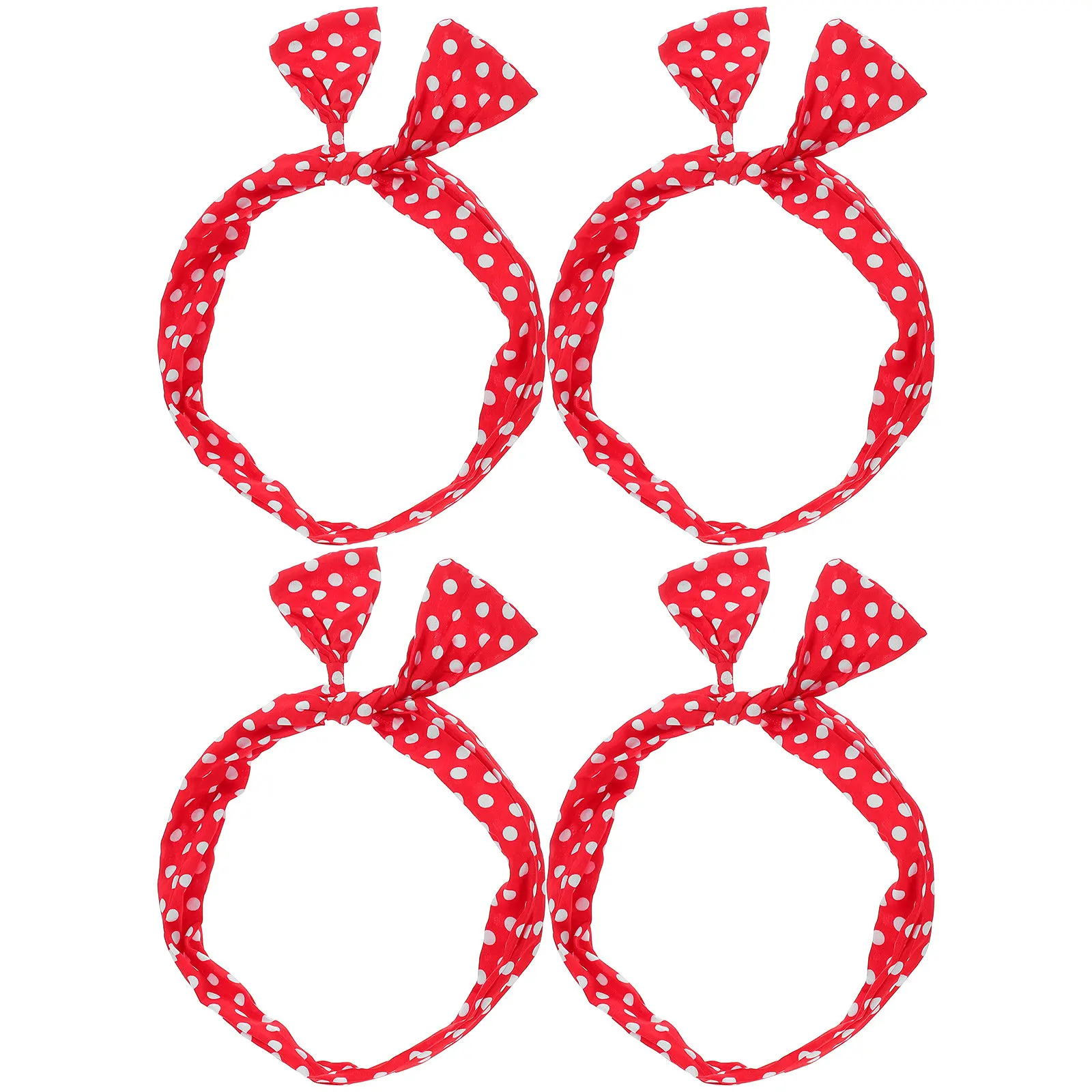 4Pcs Lovely Polka Dot Bowknot Headbands Wire Hairbands for Women Anti-Slip Festival Birthday Masquerade Hair Decor