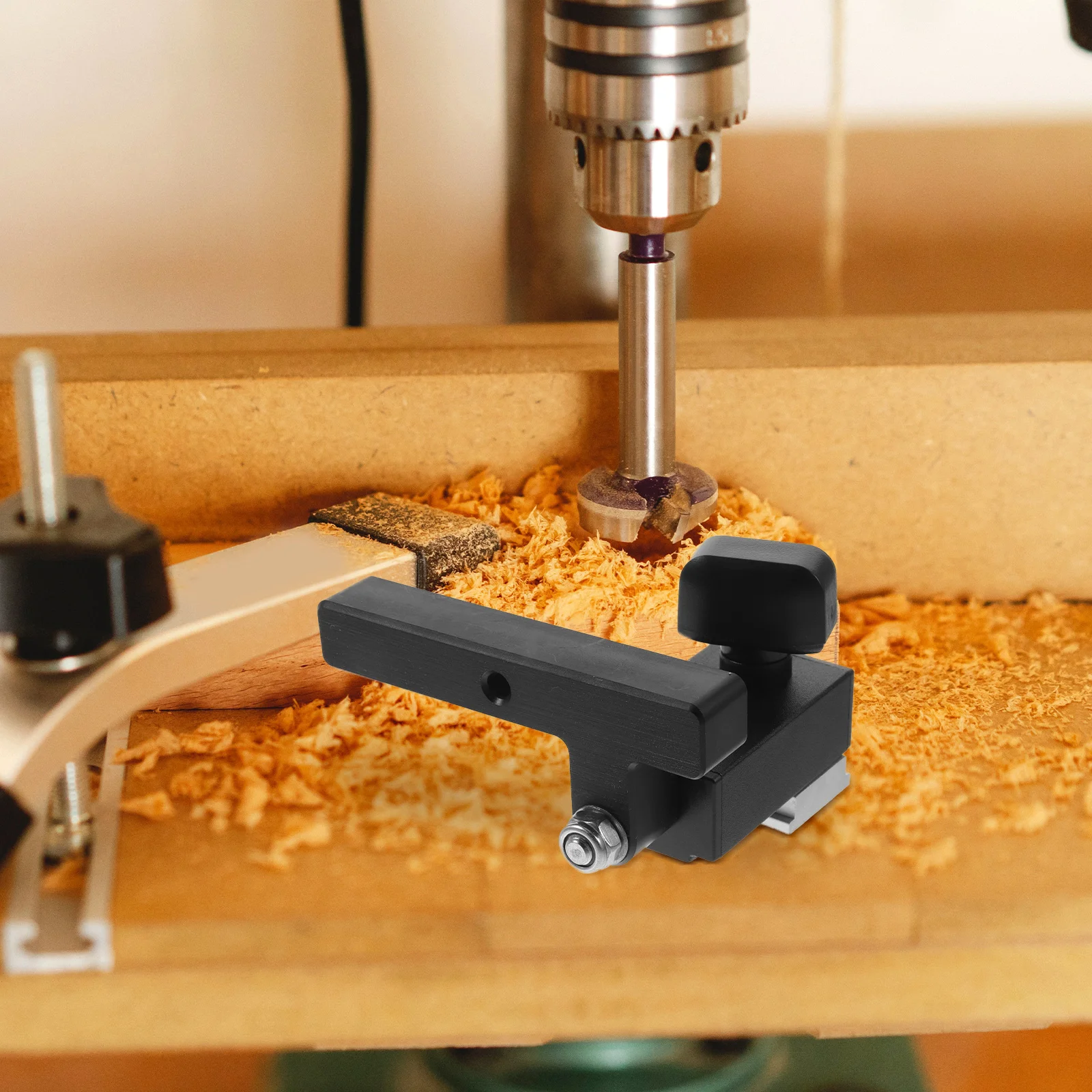 

Track Chute Stopper Blocks Limiter Sliding Black Aluminum Alloy T Slot Stop Miter T-Track Block Woodworking Tool Equipment