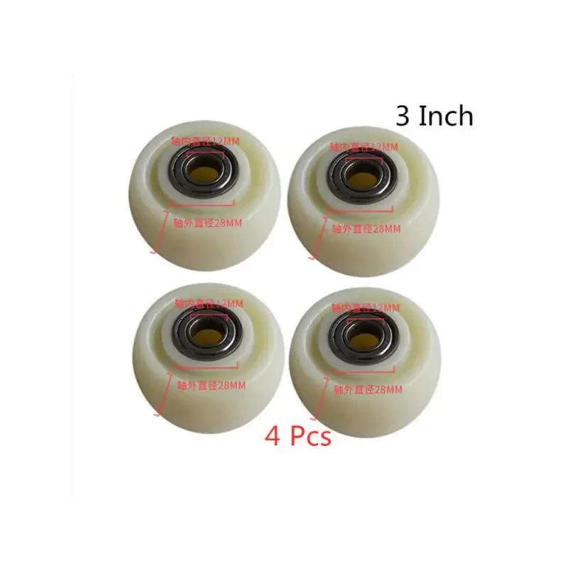 4 Packs 3 Inch White Nylon Single Wheel Wear Resistant Cart Double Bearing Caster