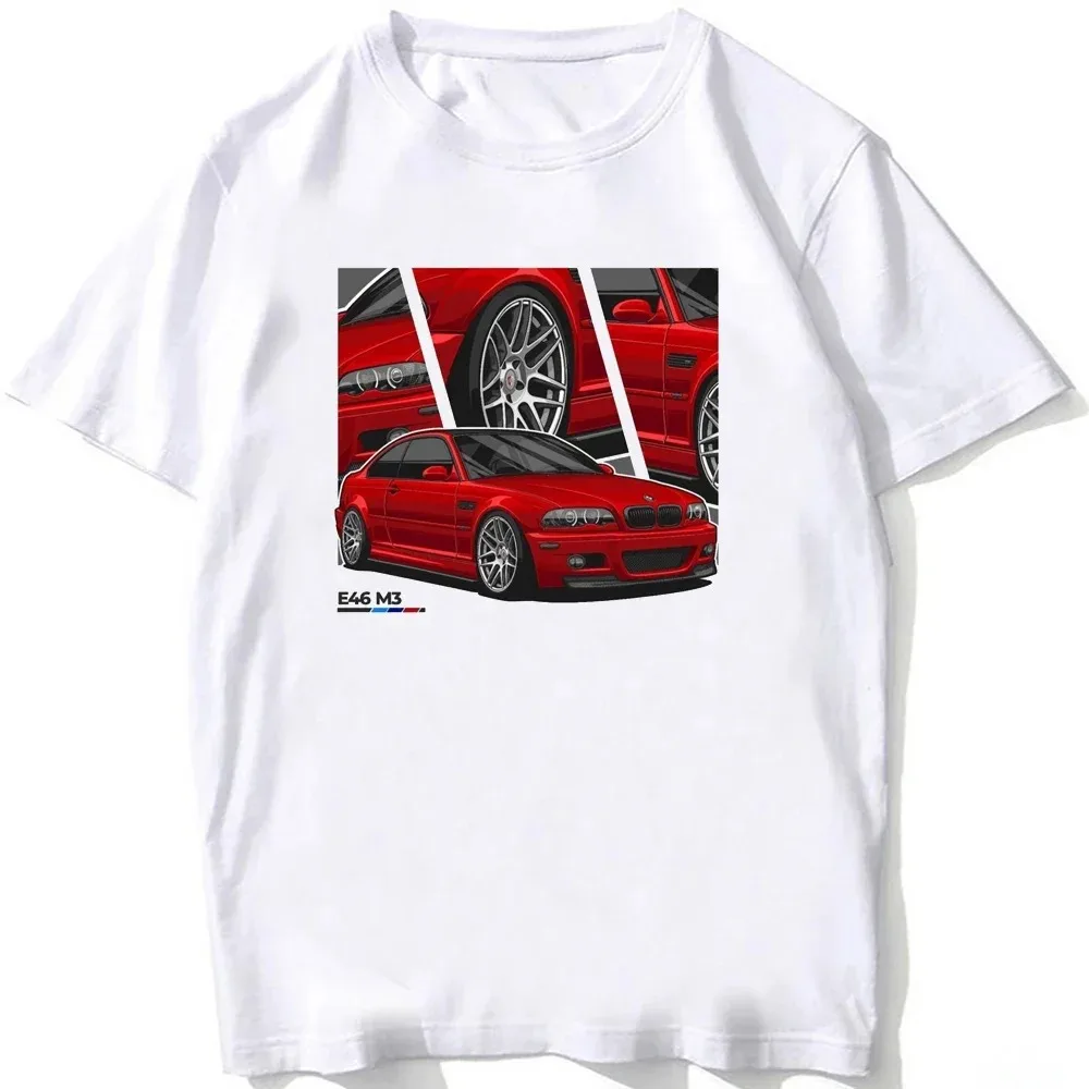 2024Vintage German EUDM-E34M5 Summer men\'s and women\'s same short-sleeved old legend E30 M3 classic car casual top white T-shirt