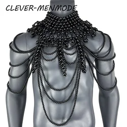 CLEVER-MENMODE Hand-Knitted Long Necklaces Trendy Accessories Shoulder Bracelets Pearl Strings Tassels Body Chains Garment Chain