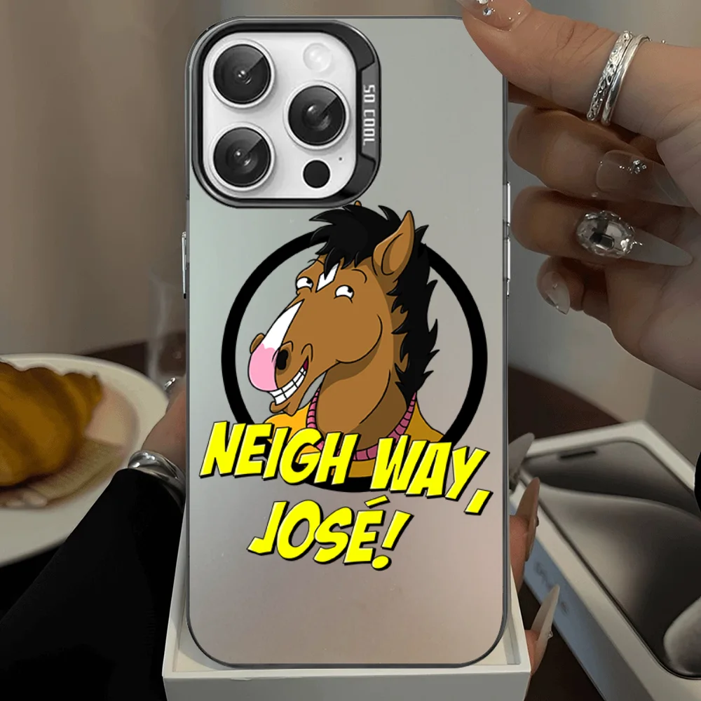 B-BoJack Cartoon Horseman Phone Case For IPhone 16 15 Pro Max Case 14 Plus 13 12 11 Color Silver Case